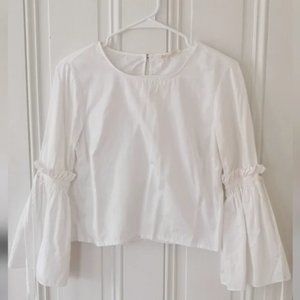 3/25$ 🦋 Jane and Delancey White Cropped Blouse Bell Sleeve Top size S